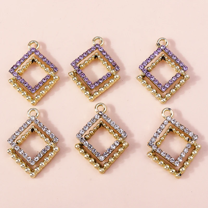 

10pcs 19x26mm Delicate Crystal Square Charms for Jewelry Making Women Fashion Drop Earrings Pendants Necklaces DIY Bracelet Gift