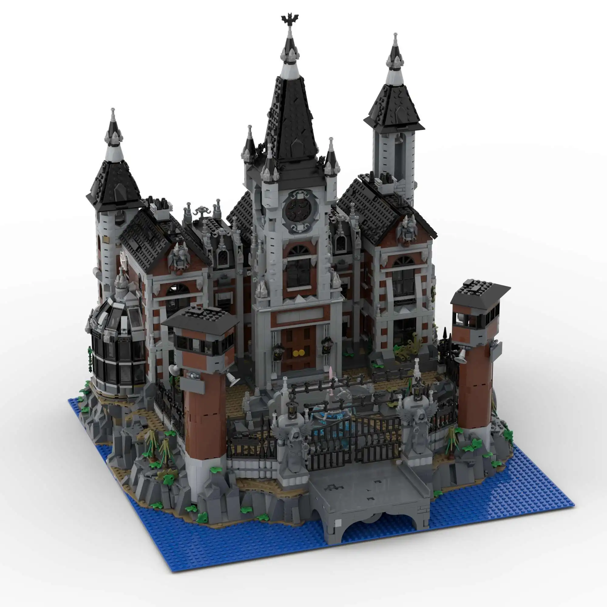 Фото 6755 шт. MOC набор строительных блоков для взрослых, модель строительного блока для психической больницы, городские игрушки с видом на улицу, наборы DlY, сборка №4