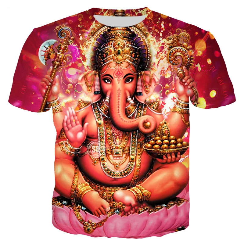 

Ganesha T-shirts 3D Print Hindu God of Wisdom Ganesha Tshirt Men Summer Casual Short Sleeve Harajuku T-shirt