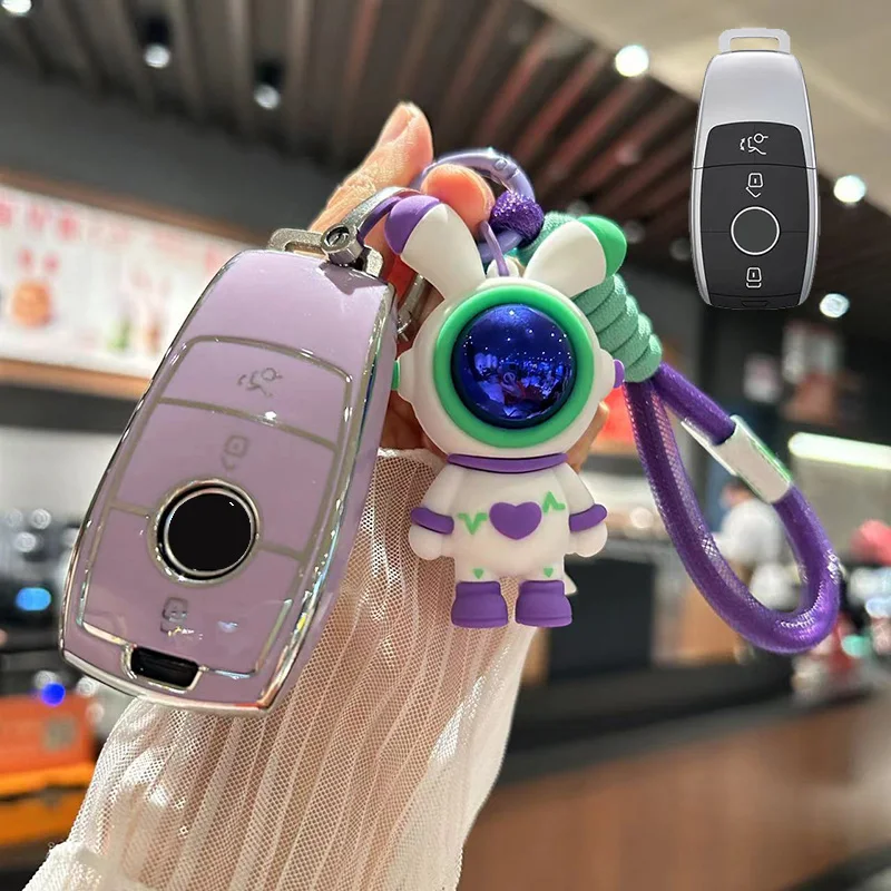 

New TPU Car Key Case Cover for Mercedes Benz A C E S G GLS Class W177 W205 W213 W222 G63 X167 With Space Rabbit Keychains