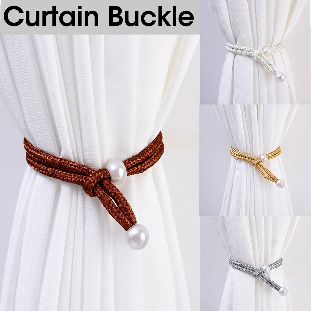 

Pearl Curtain Tieback Bling Plastic Pearl Bandage Buckles Tie Rope Curtain Holder Accessories Home Pretty Fashion Decoration