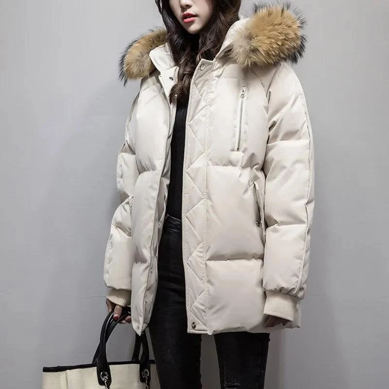 2023 New Hooded Overcoat Parka 3XL Down Padded Jacket Women Winter Cotton Coat Jackets Loose Korean Zipper Outerwear Female