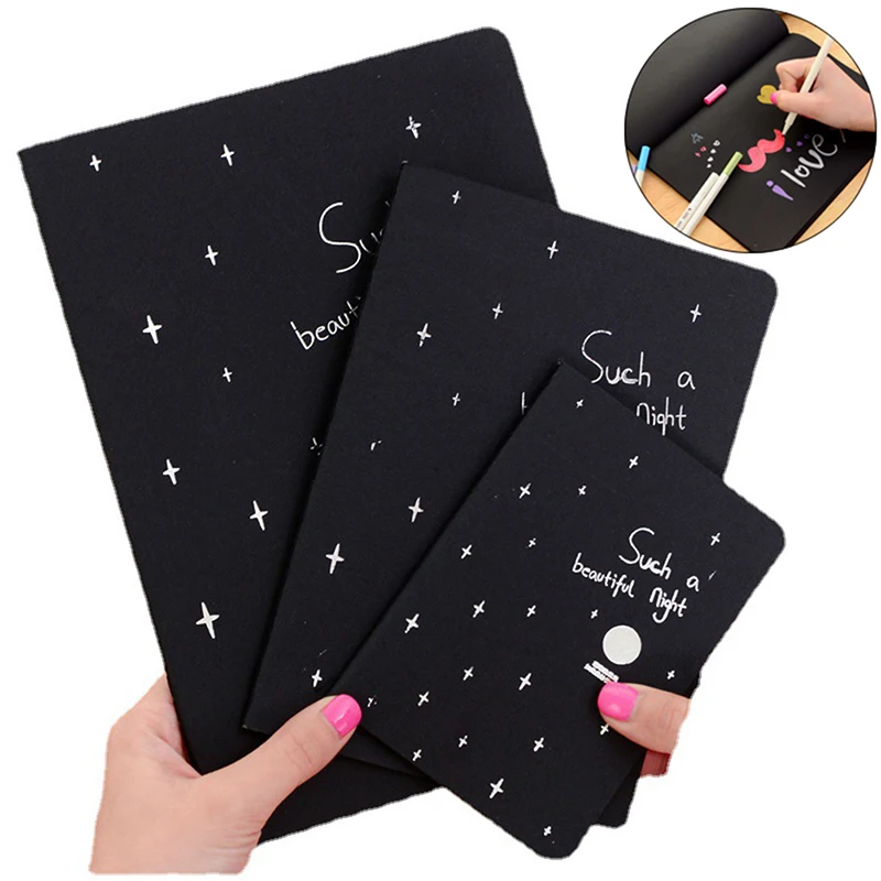 

1PC 16/32/56K Black Paper 60 Pages Sketch Book Diary For Painting Notepad Drawin