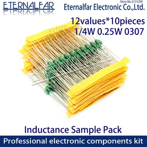 Набор цветных кольцевых индукторов, 12 значений, 0307, 14 Вт, 0,25 Вт, индукторы 1UH, 100UH, 33, 220UH, 330UH, 470uH, 1MH