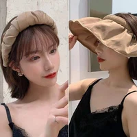wide brim empty top sun hats summer portable foldable beach hats for women girls uv protection dual use headband visors cap