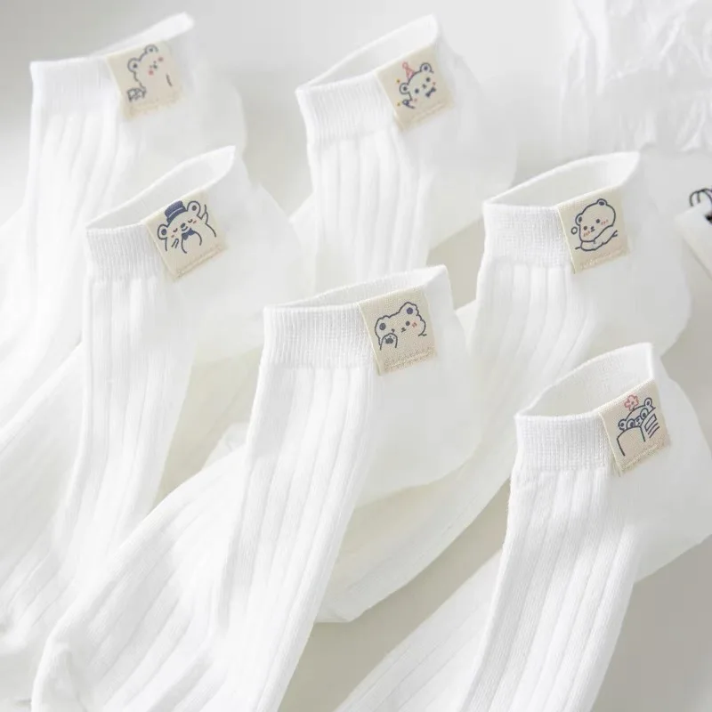 

3 Pairs Bear Animal Japanese Short Socks Cotton Casual Women Streetwear Cute Sport Socks Funny Socks