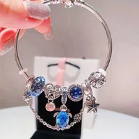 women bracelet snowflake pendant ocean star blue glass loose beads charm high end bracelet women jewelry wholesale
