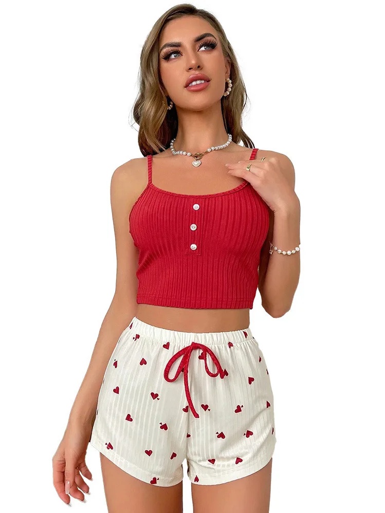 Лидер продаж женская домашняя одежда с принтом в форме сердца камзолы шорты