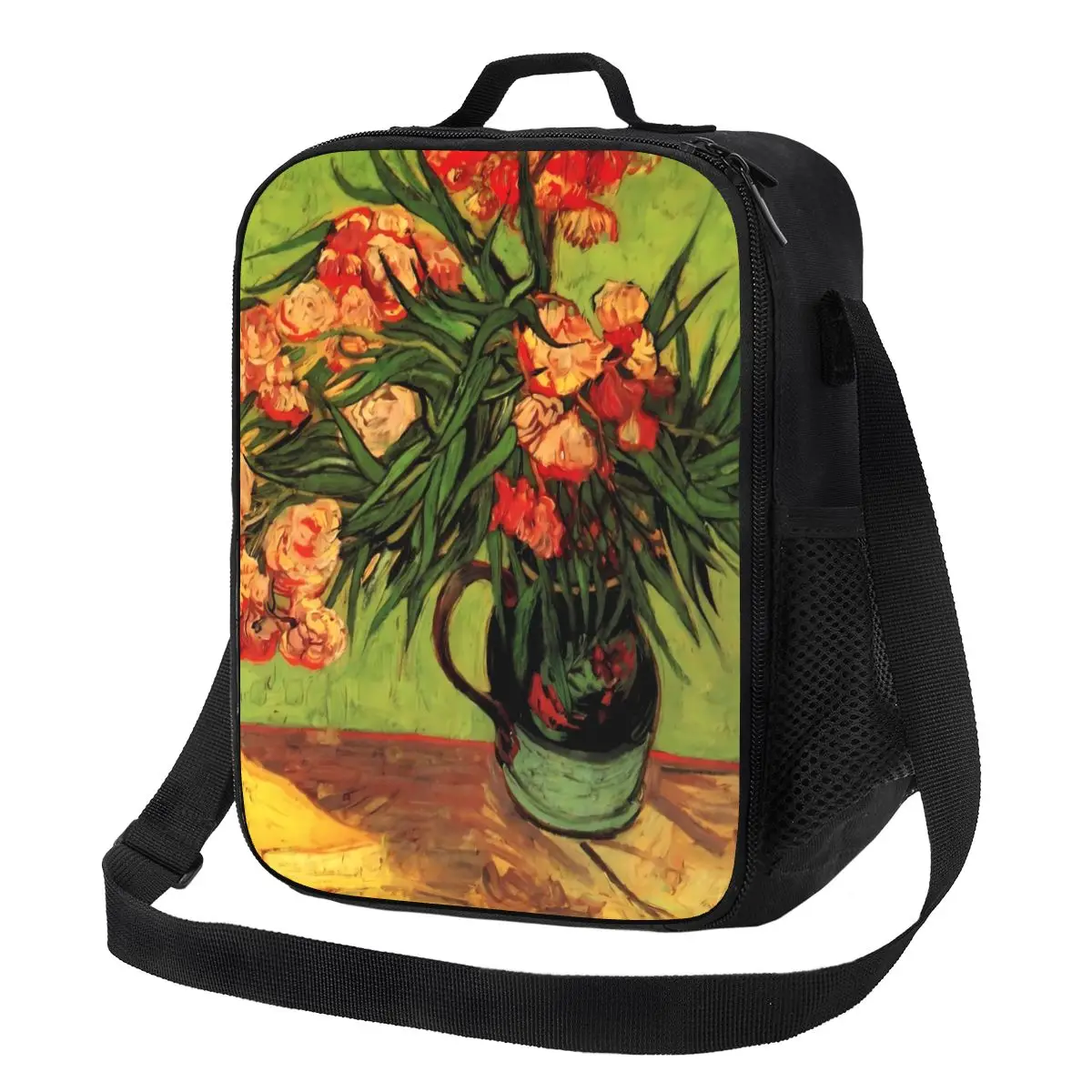 

Van Gogh Lunch Bag Oleanders and Books Fashion Lunch Box For Unisex Travel Portable Insulated Cooler Bag Thermal Tote Handbags