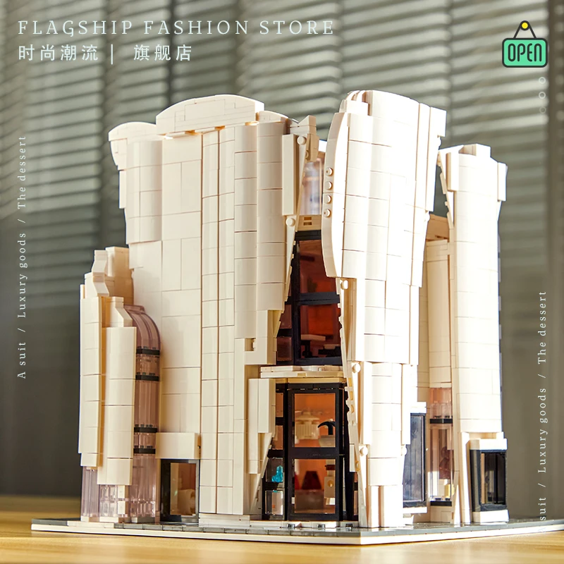 

Luxury Futuristic Shopping Mall 88001 Flagship Store Light House Architecture Model Modular Building Blocks Brick Toys Gift Set