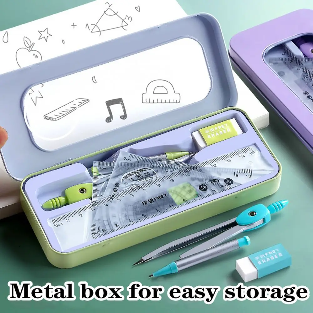 

Prize Multi-Function Stationery School Supplies Math Learn Eraser Drawing Tools Measuring Ruler Ruler Compasses Set
