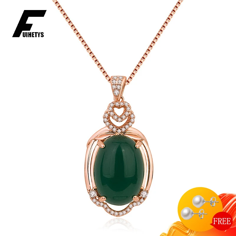 

Retro Necklace 925 Silver Jewelry Oval Shape Emerald Zircon Gemstone Pendant Accessories for Women Wedding Engagement Party
