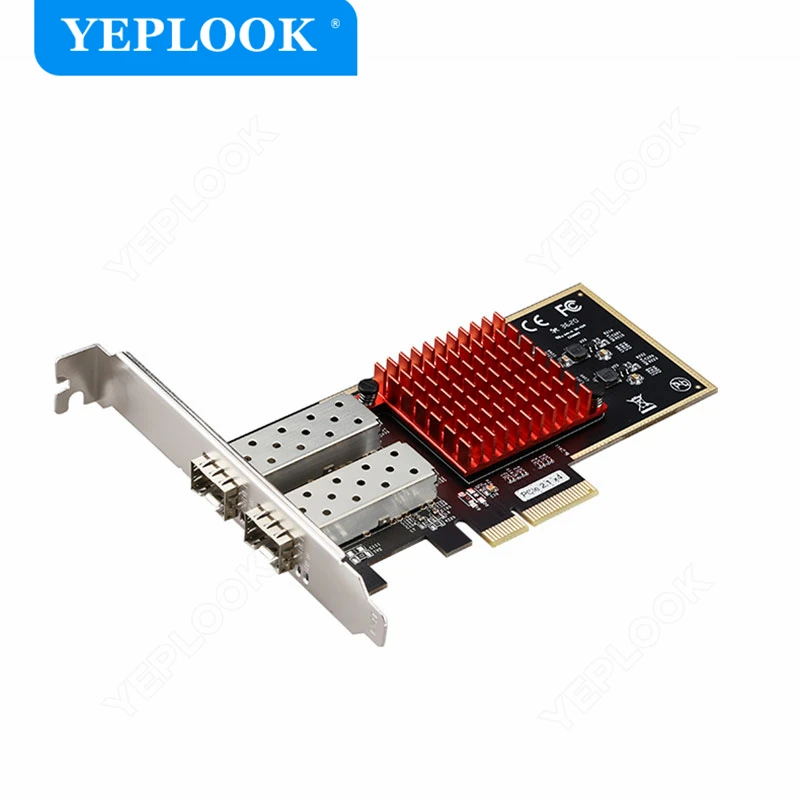 PCIe 2.1 X4 to Dual Port SFP Interface 10/100/1000Mbps Gigabit Fiber Network Card NIC for Server Desktop Chipset Intel I350