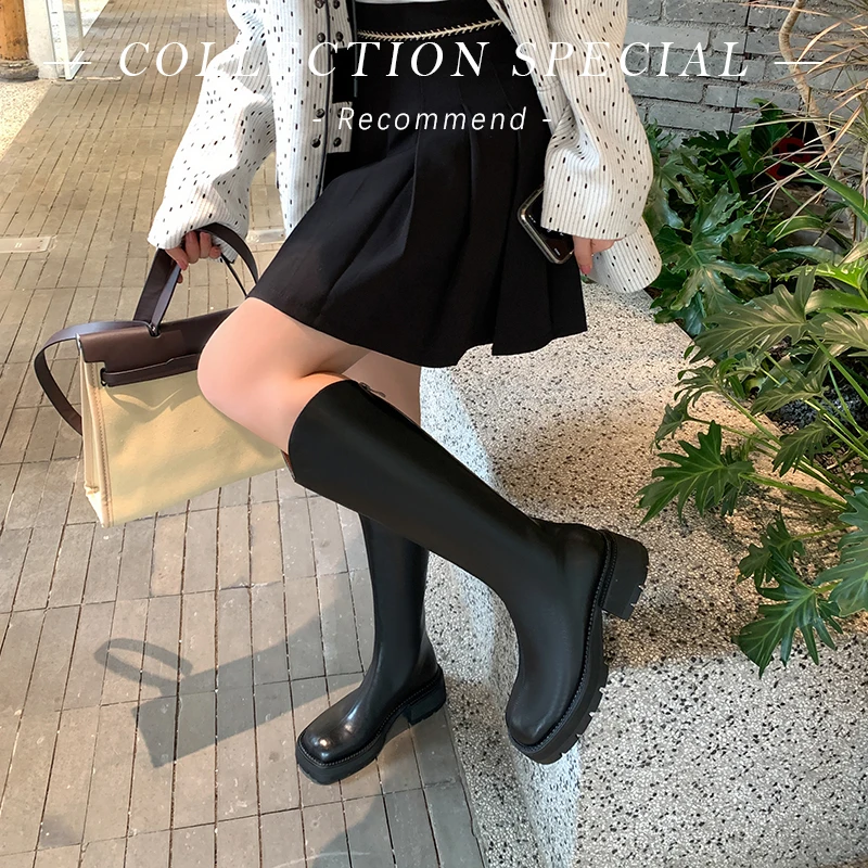 

Осенне-зимние женские высокие сапоги из натуральной кожи, 22-25 см