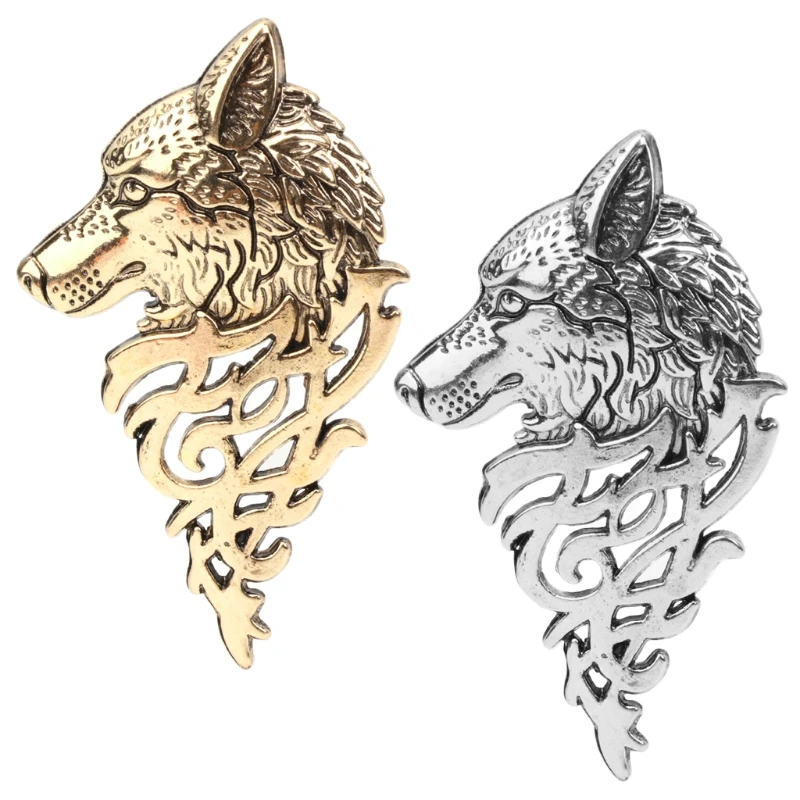 

Retro Europe Wolf for Head Badge Brooch Lapel Pin Men Women Shirt Suit Accessory