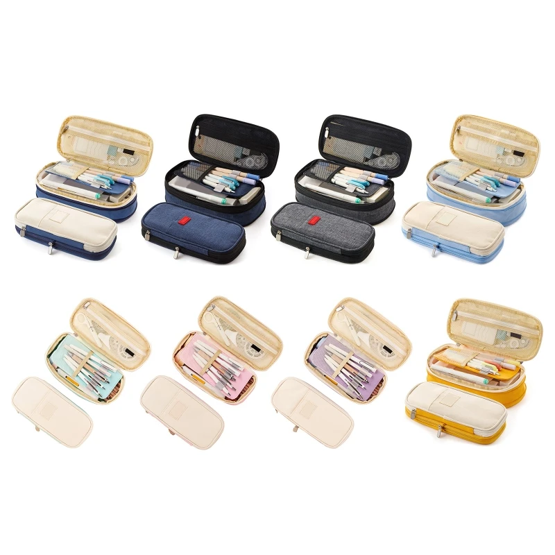 

E9LB Lovely Canvas Pencil Pouch Box Bag Pen Holder Korean Cute Girl Cosmetic Organizer/Storage Case Daughter Sister Present