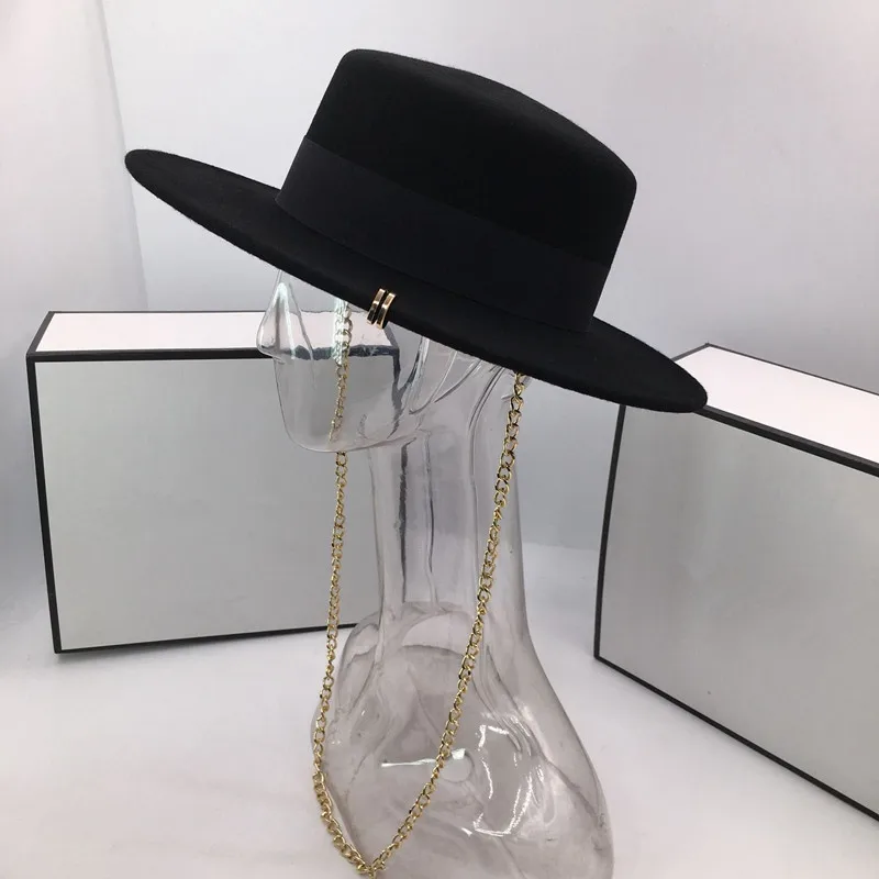 

202301-HH2021A Прямая поставка зимняя черная шерстяная классическая женская модная Ретро шляпа для отдыха для мужчин и женщин