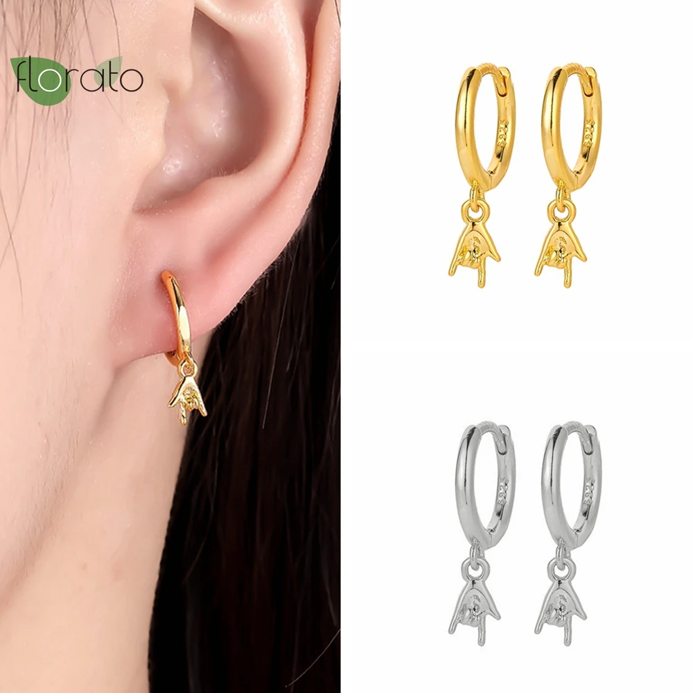 

925 Sterling Silver Needle Fashion Rock Jewelry 24K Gold Earrings 2022 Simple Silver Hoop Earrings for Women Party Trend Jewelry