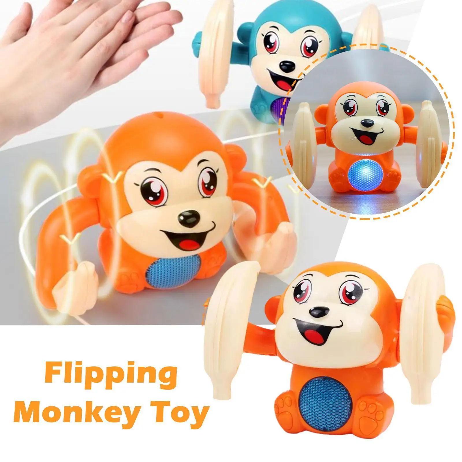 

Monkey Toy Safe Lovely Electric Flipping Dancing Monkey Toy For Infant Rolling Animal Toy Flipping Toy P5s5