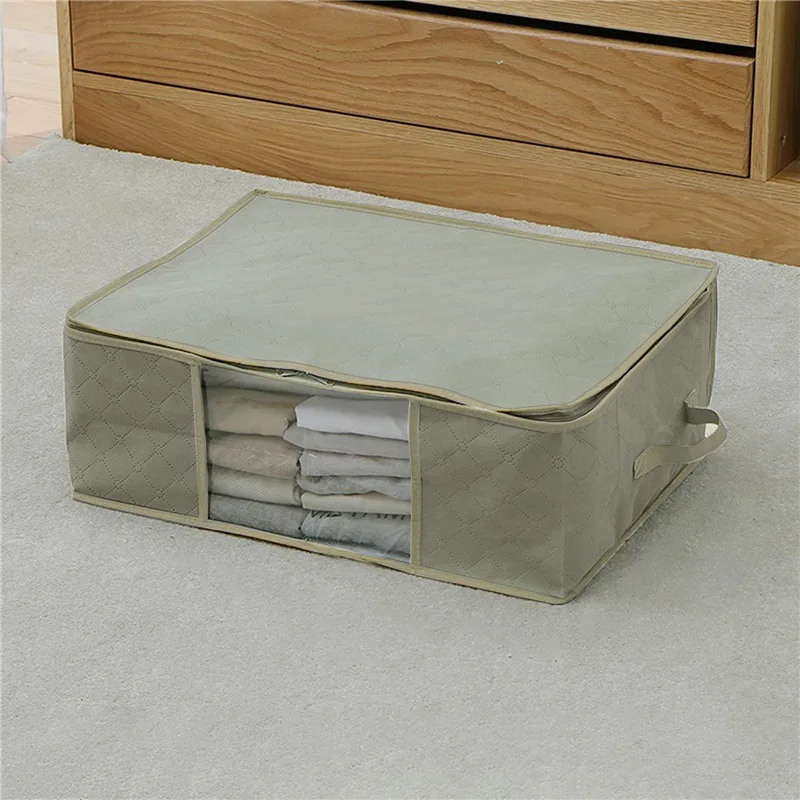 

Folding Storage Box Dirty Clothes Collecting Case Non Woven Fabric With Zipper Moisture-proof Toys Quilt Storage Box