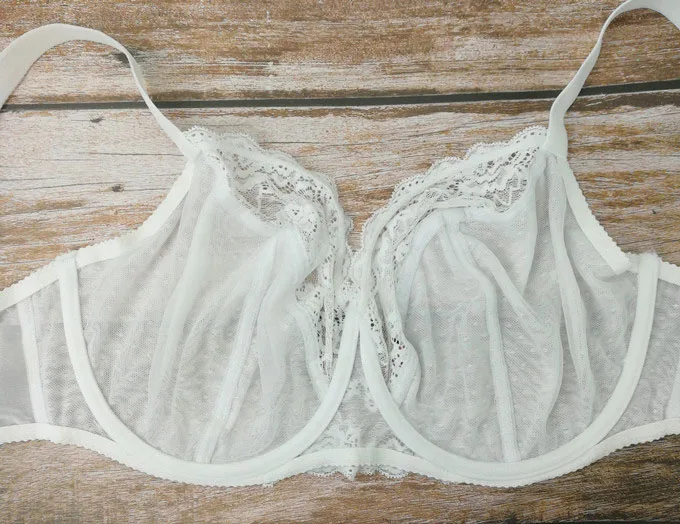 Womens Lace Sheer Minimizer Bra Full Coverage Non Padded Underwire Floral Embroidery Lingerie for Female 36 38 40 FF GG HH JJ K