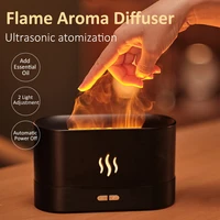 simulation flame mist humidifier electric aromatherapy diffuser ultrasonic aroma oil fragrance fogger for room with night lamp