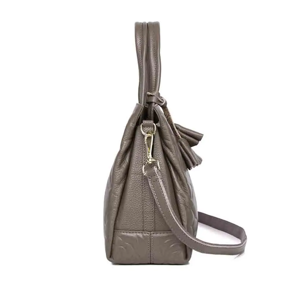 Floral Design Women Bucket Bags Luxury Genuine Leather Ladies Handbags First Layer Cowhide Shoulder Fashion Shoulder Bag 2023