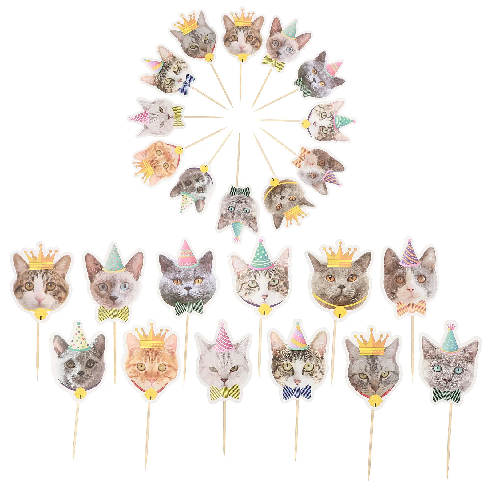 

24pcs Cat Cupcake Toppers Cats Kitten Theme Toothpicks For Birthday Shower Party Supplies