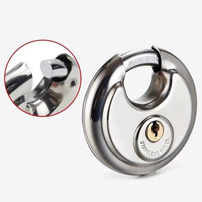 

1PC 60/70MM Cool Duty Stainless Steel Round Disc Storage Pad Lock Padlock Rustproof And Waterproof