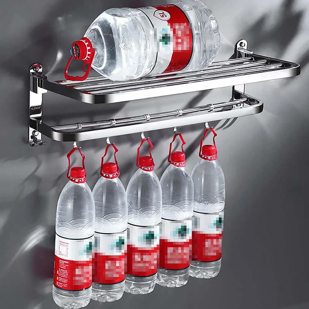 towel rack 40 60 cm 304 stainless steel holder with hook bathroom accessories wall mount hanger shower bar rail folding shelf free global shipping