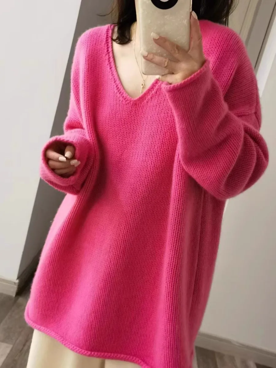 Женский кашемировый свитер с V-образным вырезом и открытыми плечами