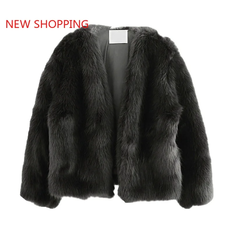2021 Women's Winter Jacket Faux Fur Jackets High Quality New Fashion Overcoat Female Short Black Thick Warm Faux Fox Fur Coat