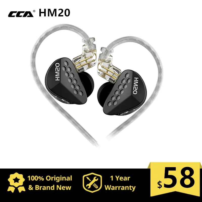Проводные Hi-Fi наушники CCA HM20, гибридная технология, 1DD + 7BA, наушники-вкладыши с монитором, гарнитура, спортивные Игровые наушники, наушники с басами