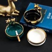 new bear ashtray creative fashion trend home nordic light luxury drawing gold ceramic ashtray ornaments smoking tray animal