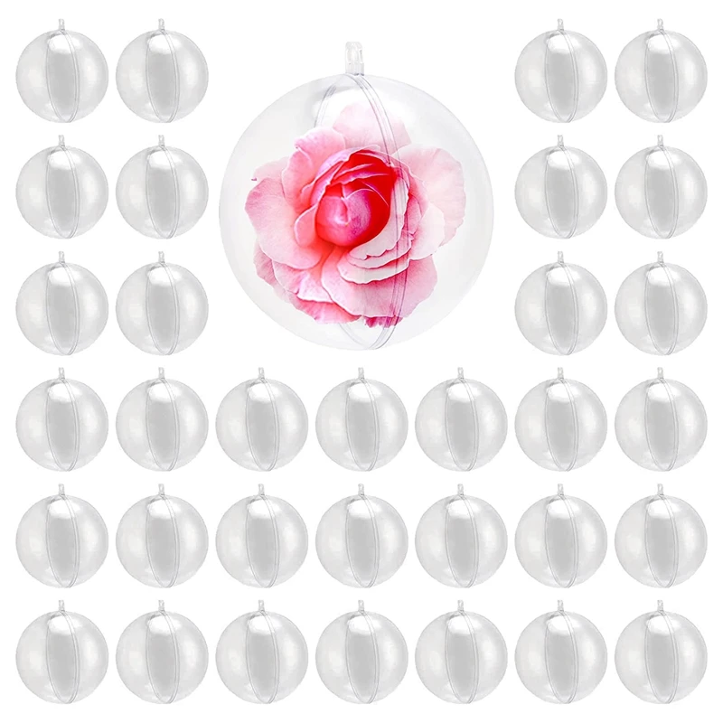 

3.94 Inch/100Mm Clear Plastic Fillable Ornament Ball Clear Ball Ornaments DIY Craft Decoration Balls