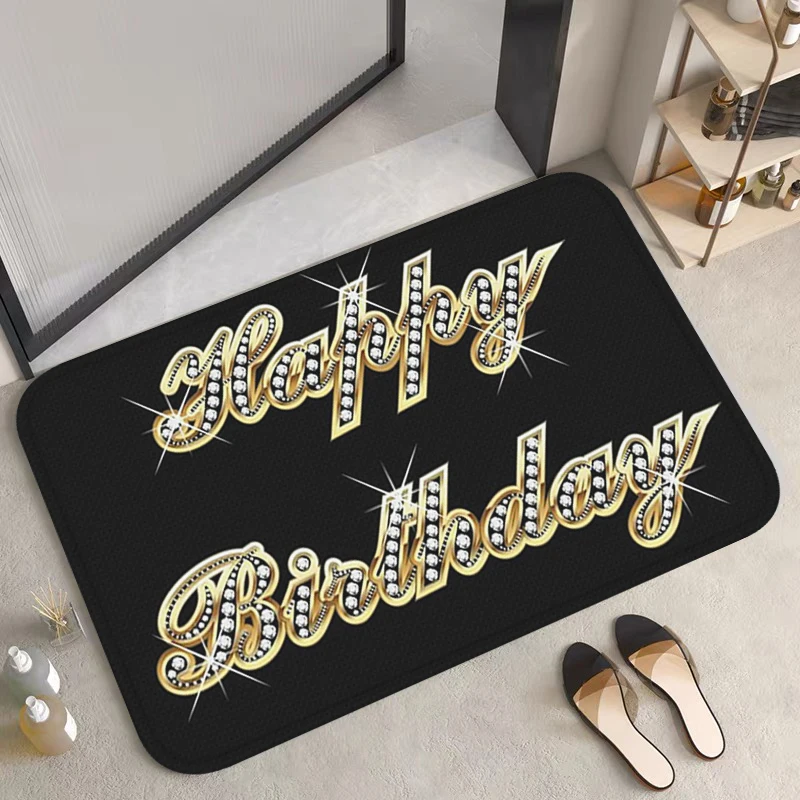 

Bathroom Mat Happy Birthday Gift Cute Rug Living Room Mats Doormat Entrance Door Home Custom Carpets Carpet Rugs Bath Foot Floor