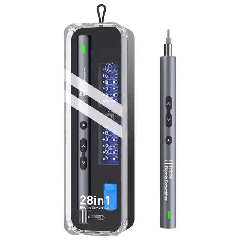 

Новая высокоточная электрическая отвертка с крутящим моментом 0,5 нм, зарядный порт с-ряда, Набор отверток с 24 сверлами из стали S2