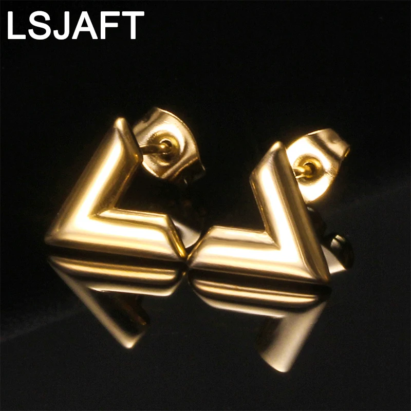 

Ins Fashion Gold Plated Letter Initial V Shaped Earrings Studs Women Girls Jewelry Christmas Gift Party Wedding