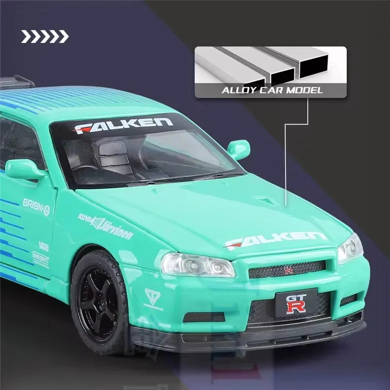 Модель спортивного автомобиля Nissan Skyline Ares GTR R34 в масштабе 1:32