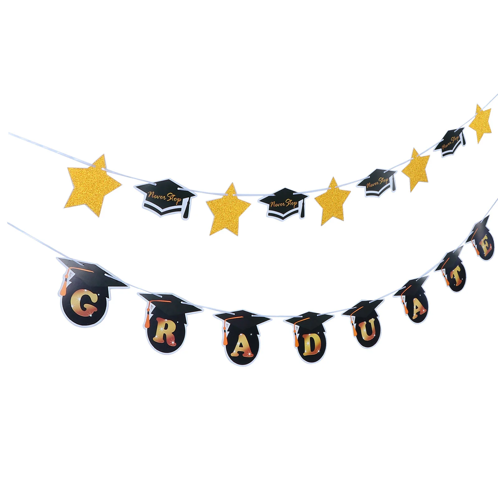 

2pcs Creative Shape Decorative Graduation Letter Star Shape Hanging Decors Hanging Banners Party Banners for Outdoor