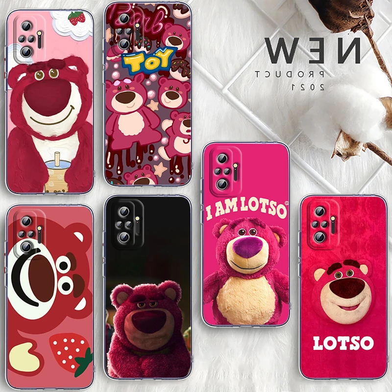 

Toy Story Strawberry Bear Phone Case For Xiaomi Redmi Note 11E 11S 11 11T 10 10S 9 9T 9S 8 8T Pro Plus 5G Transparent Cover