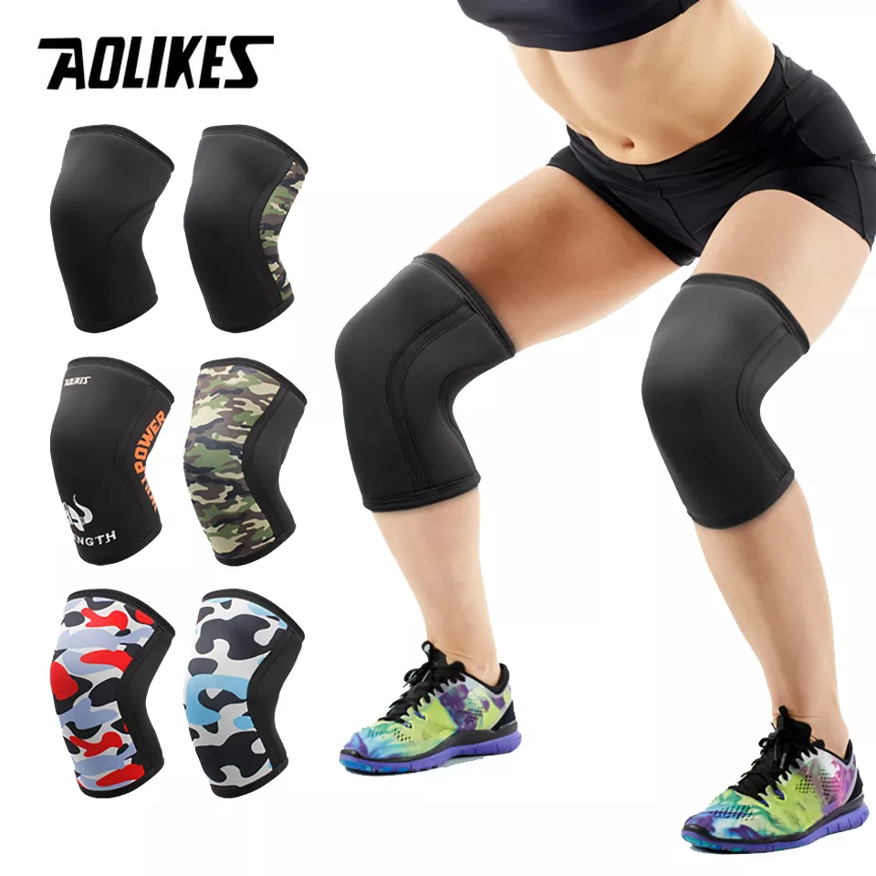 AOLIKES 1 paio Squat 7mm ginocchiera supporto per ginocchiera palestra sport compressione ginocchiera in Neoprene per sollevamento pesi CrossFit