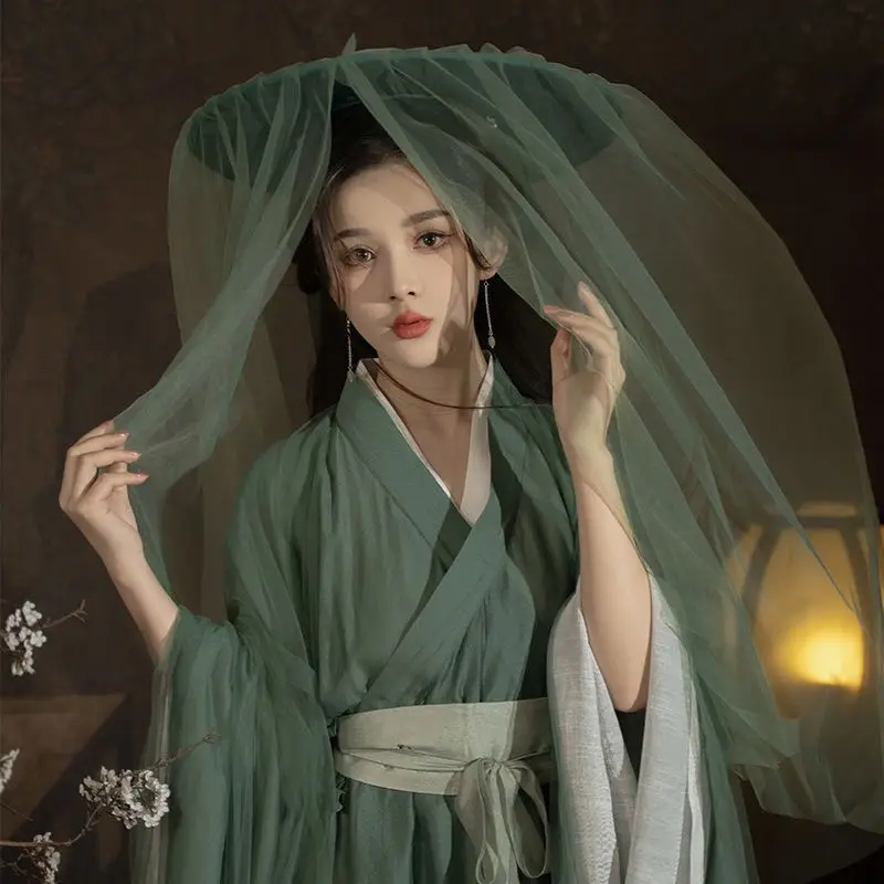 Женское платье Hanfu женский костюм в старинном стиле для косплея летний с зеленой