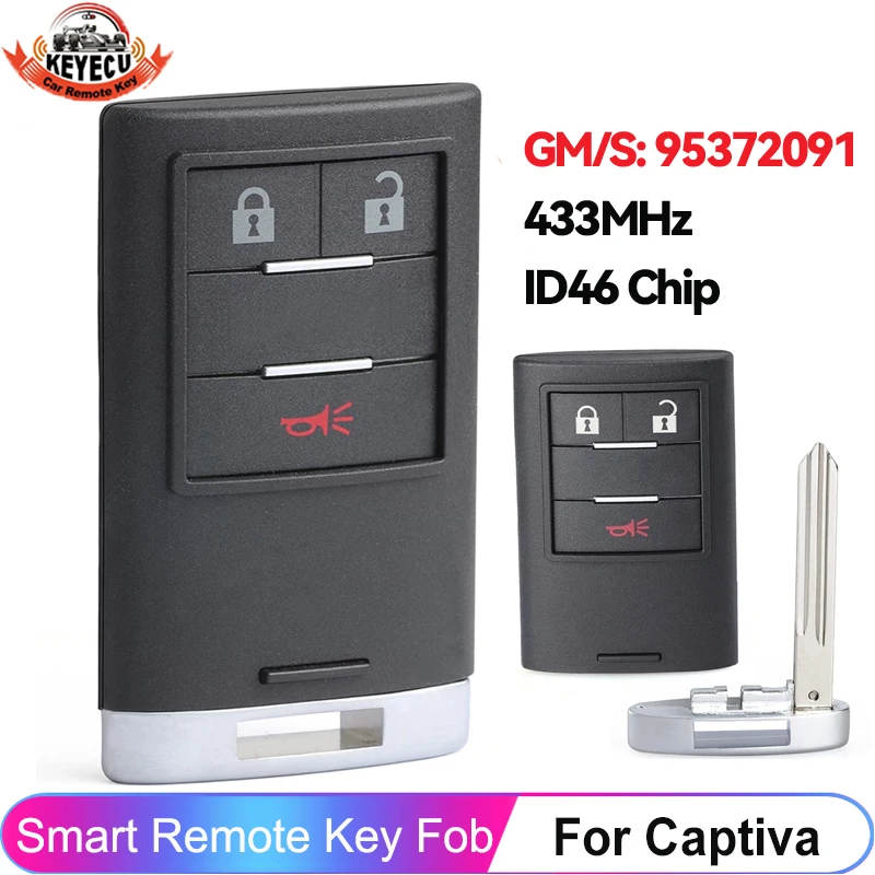 

KEYECU 3-кнопки GM/S: 95372091 Для Holden Chevrolet Captiva 2014 2015 2016 2017 2018 смарт-ключ 433 МГц ID46 чип дистанционный брелок