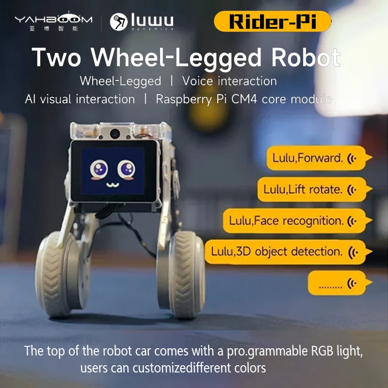 Фото Умный механический визуальный робот Dog Rider-Pi AI, двухколесный ногой с Raspberry Pi CM4, поддержка Python ChatGPT, голосовое взаимодействие №1