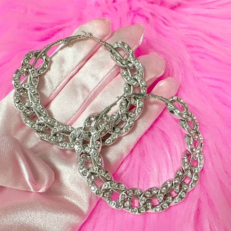 Блестящие серьги-кольца с кристаллами Y2K