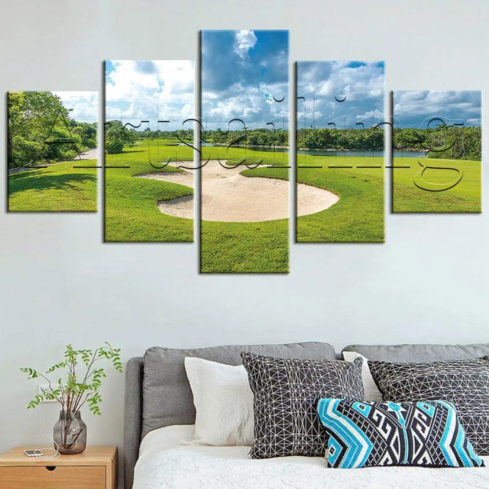 

Artsailing Classic 5 Pieces the scenery golf course sea island Home Decoration Modular Cuadros Posters Pictures For Living Room