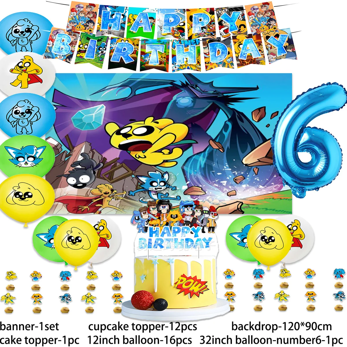 Мультфильм Mikecrack тематические принадлежности для дня рождения декоративные