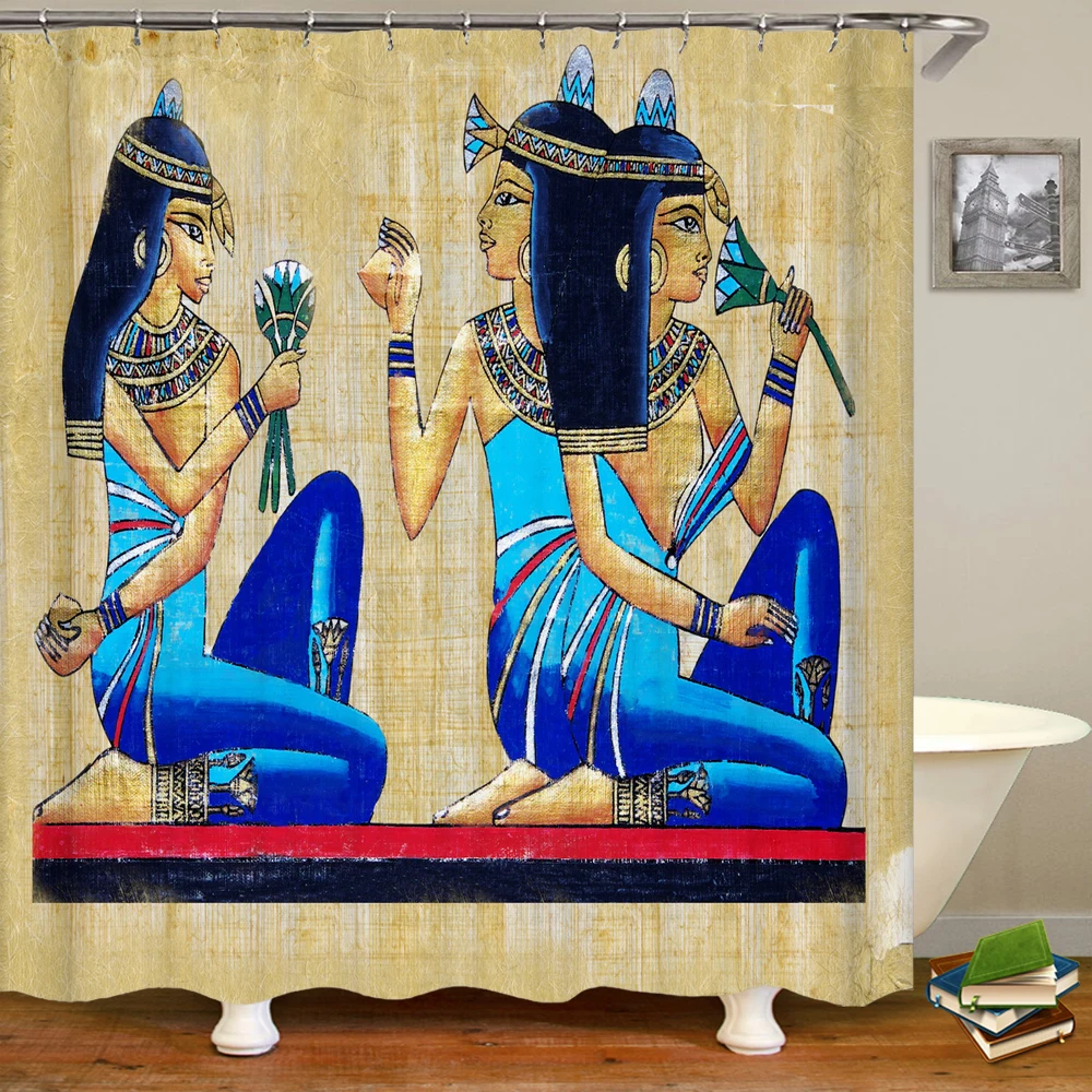 

ancient egypt pharaoh shower curtains home decoration curtain with hooks bathroom waterproof polyester bath curtains 240*180cm