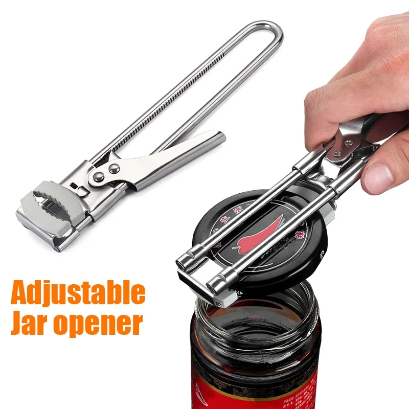 

Adjustable Jar Opener Stainless Steel Camping Picnic Jam Bottle Cap Open Tool Kitchen Anti-skid Save Effort Lid Opener